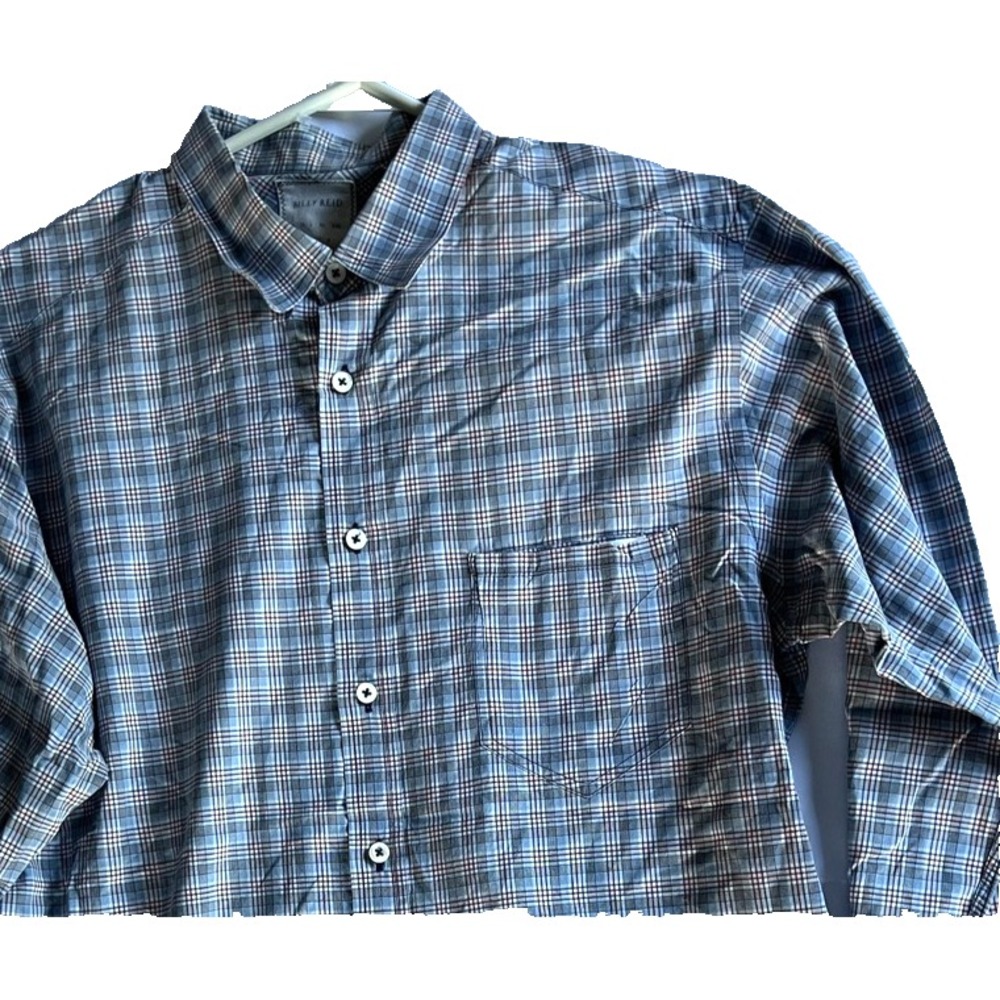 Billy Reid Shirt Mens XL‎ Blue Plaid Button Down Italy Classic Casual EUC